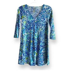 Lilly Pulitzer Blue and Green Patterned Dress